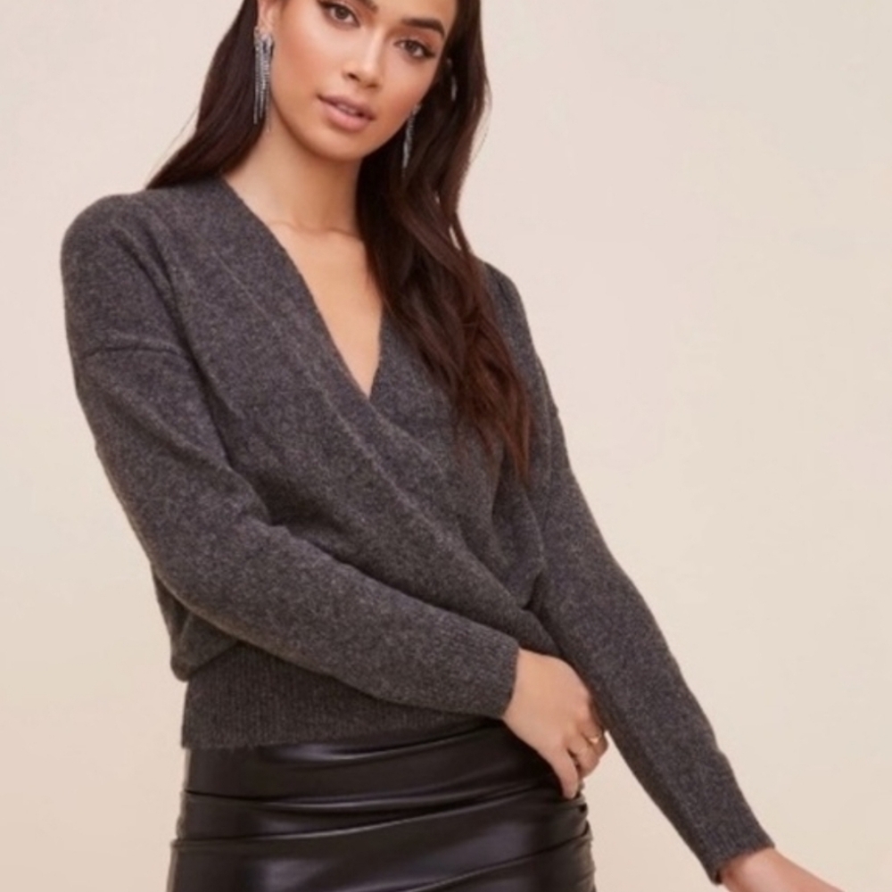 ASTR The Label Pleated Wrap Sweater Wool Blend